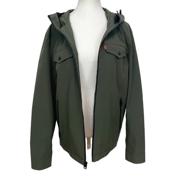 LEVI'S MEN'S OLIVE GREEN WATERPROOF ARCTIC CLOTH RAINCOAT - S - Picture 6 of 13